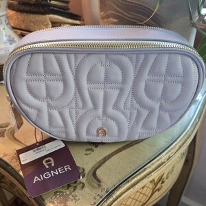 Etienne Aigner Light Purple Quilted Cosmetic Case